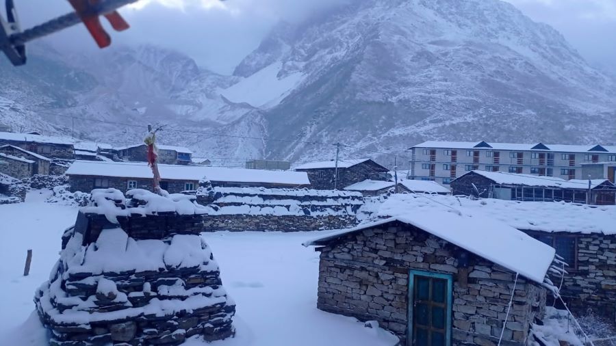 उत्तरी गोरखाको नुब्री भ्यालीमा हिमपात