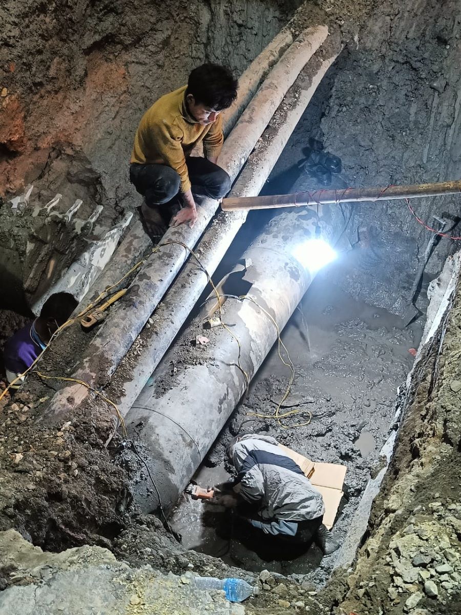 Repair of broken drinking water pipe in Thapathali completed